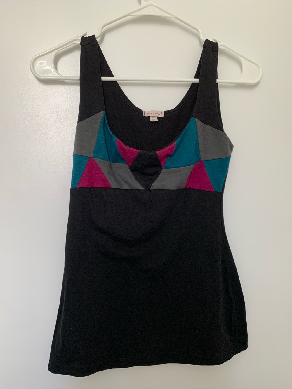 silence + noise Black Tank Top with Teal & Magenta Colorblock